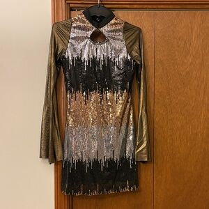 Revolution Metallic Long Sleeve Dress